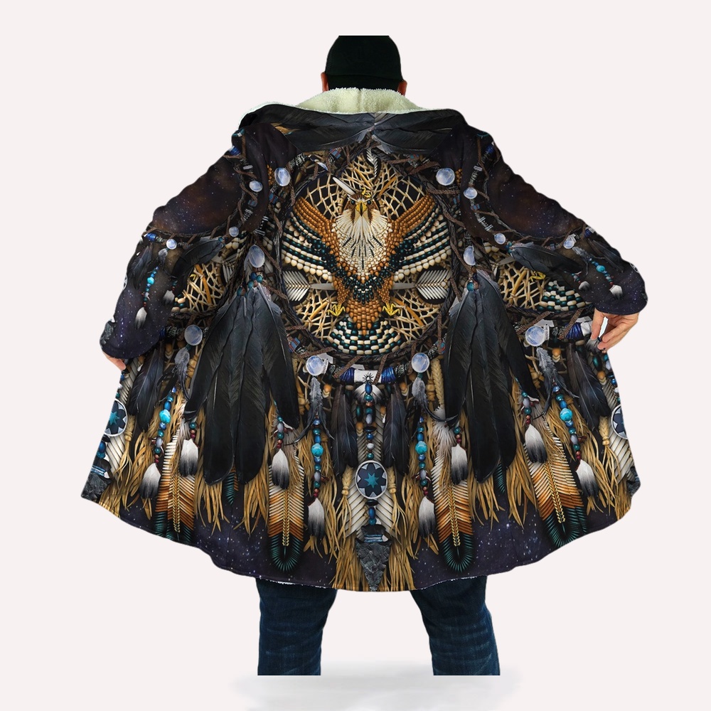 Native American Coat, Divine Blessing Native American 3D All Over Printed Hooded Cloak Coat Native American Coat, Divine Blessing Native American 3D All Over Printed Hooded Cloak Coat