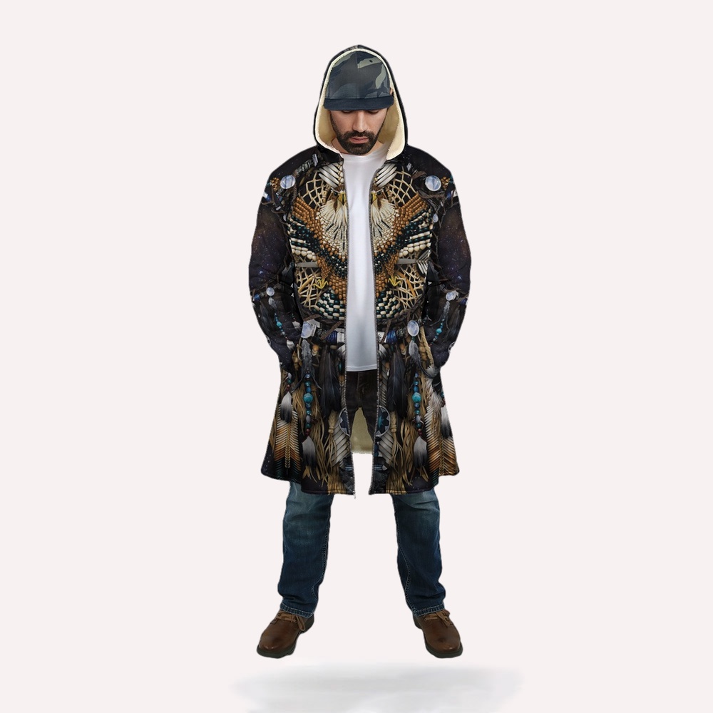 Native American Coat, Divine Blessing Native American 3D All Over Printed Hooded Cloak Coat Native American Coat, Divine Blessing Native American 3D All Over Printed Hooded Cloak Coat