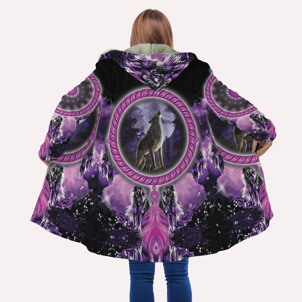 Native American Coat, Dreamcatcher Purple Native American All Over Printed Hooded Cloak Coat, Native American Hoodies Native American Coat, Dreamcatcher Purple Native American All Over Printed Hooded Cloak Coat, Native American Hoodies