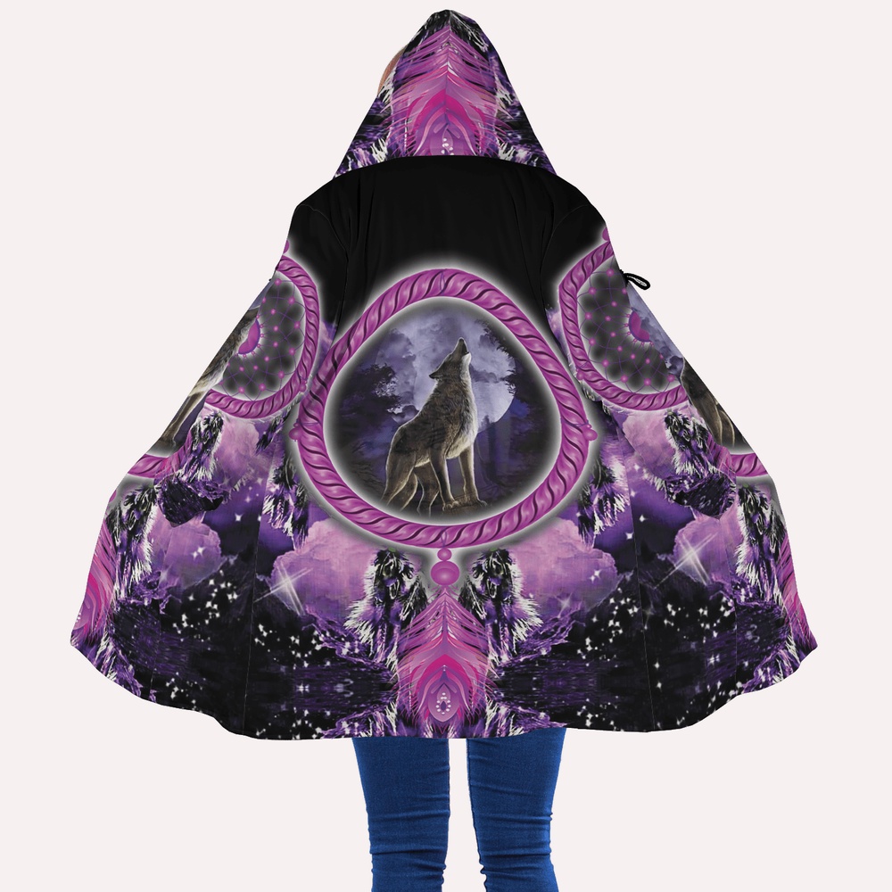 Native American Coat, Dreamcatcher Purple Native American All Over Printed Hooded Cloak Coat, Native American Hoodies Native American Coat, Dreamcatcher Purple Native American All Over Printed Hooded Cloak Coat, Native American Hoodies