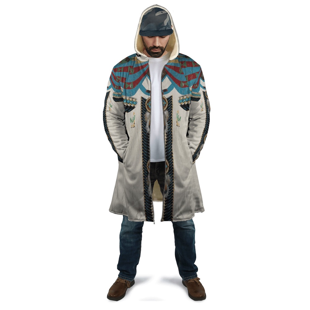 Native American Coat, Elegance Native American 3D All Over Printed Hooded Cloak Coat