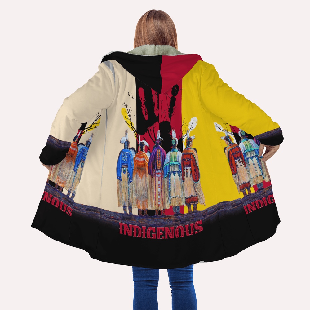 Native American Coat, Event Red Hand Native American Hooded Cloak Coat, Native American Hoodies Native American Coat, Event Red Hand Native American Hooded Cloak Coat, Native American Hoodies