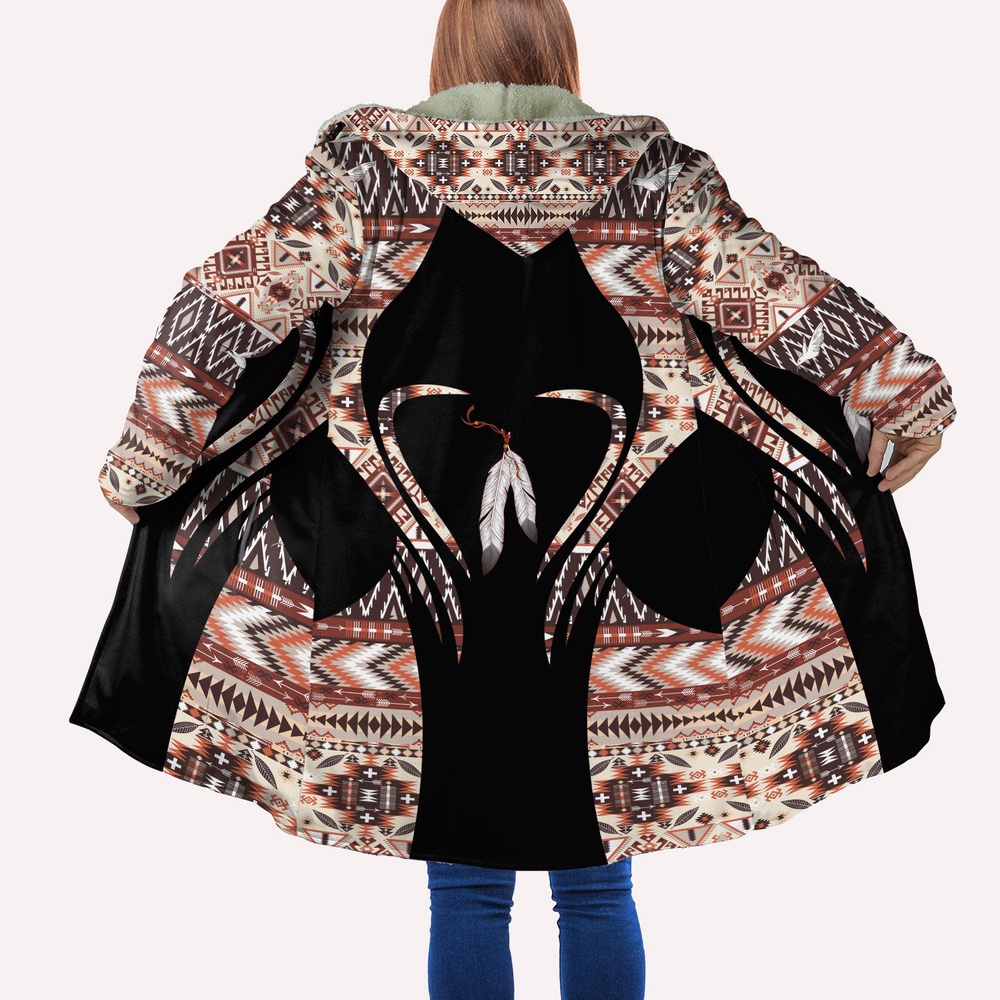 Native American Coat, Feather Native American All Over Printed Hooded Cloak Coat, Native American Hoodies Native American Coat, Feather Native American All Over Printed Hooded Cloak Coat, Native American Hoodies