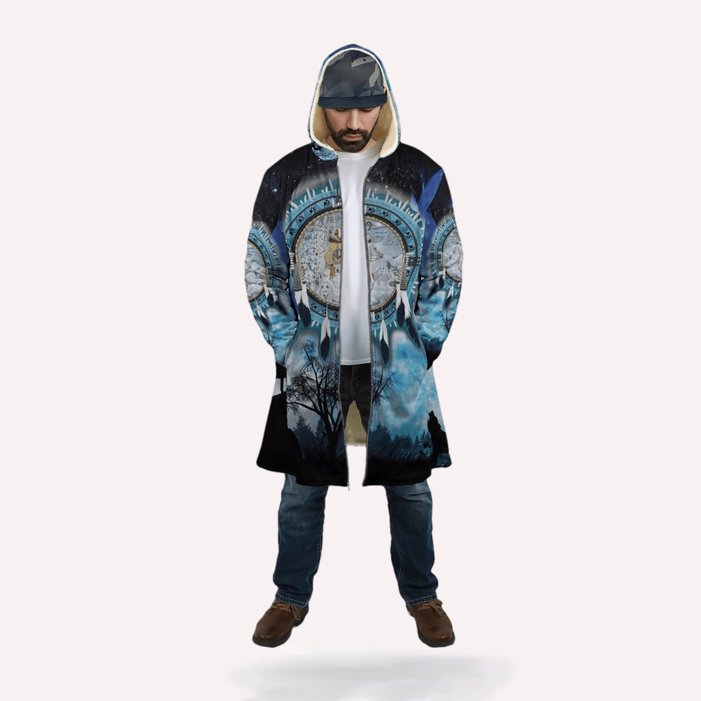 Native American Coat, Freedom Vibes Native American 3D All Over Printed Hooded Cloak Coat