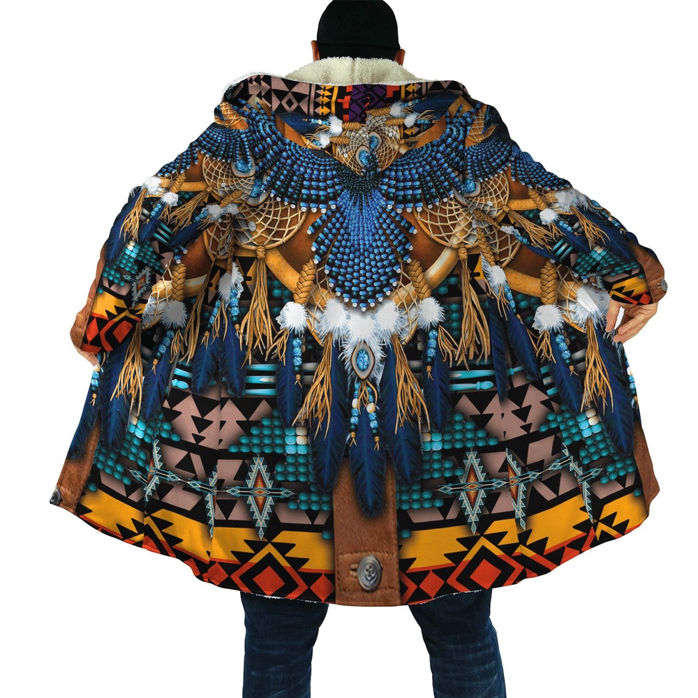 Native American Coat, Holy Protection Native American 3D All Over Printed Hooded Cloak Coat