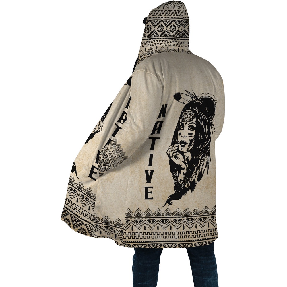 Native American Coat, Homeland Pride Native American 3D All Over Printed Hooded Cloak Coat