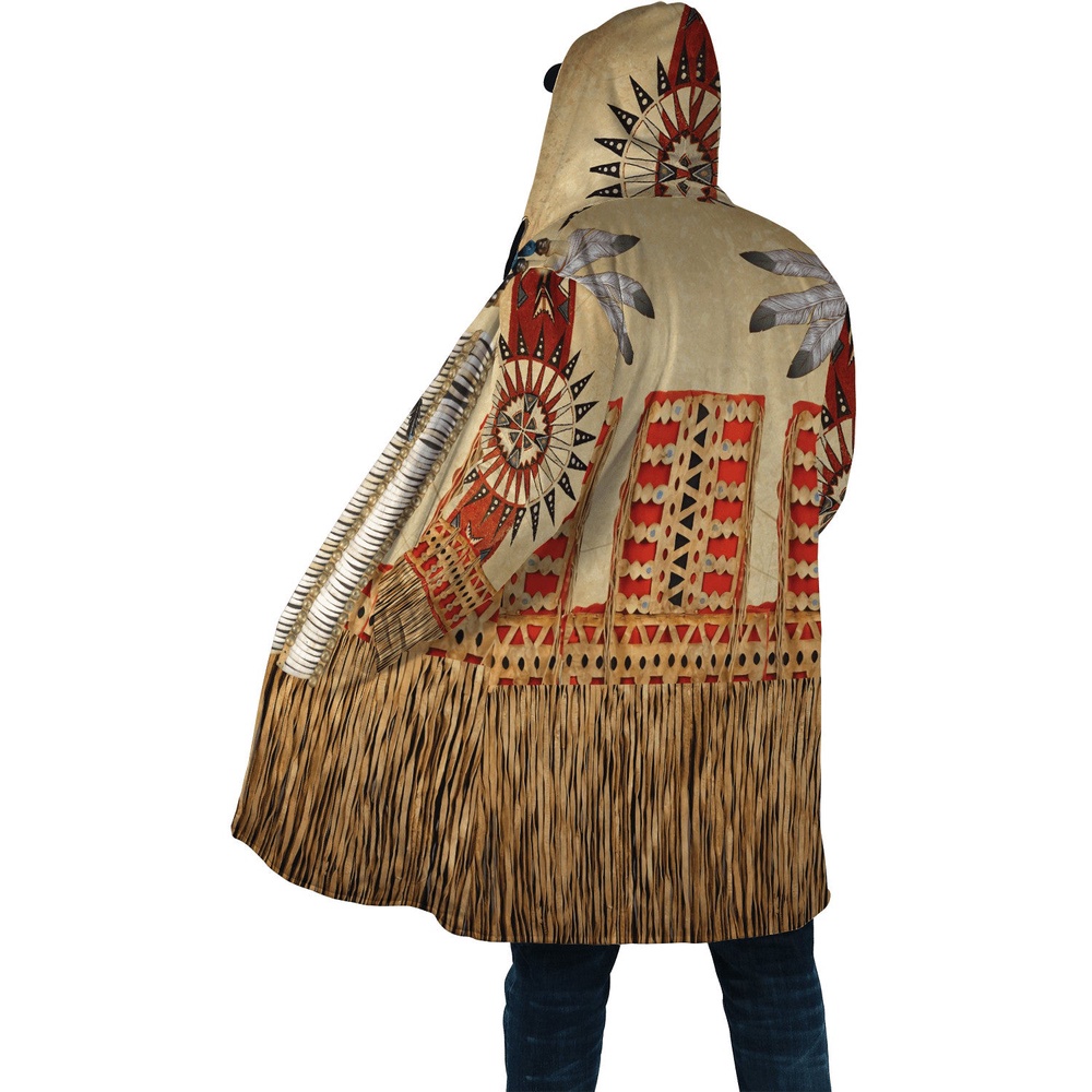 Native American Coat, Homeland Style Native American 3D All Over Printed Hooded Cloak Coat