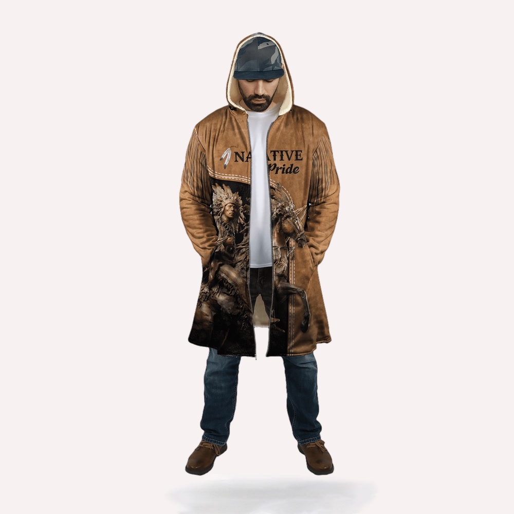 Native American Coat, Pride Chief Premium Native American Pride 3D All Over Printed Hooded Cloak Coat Native American Coat, Pride Chief Premium Native American Pride 3D All Over Printed Hooded Cloak Coat