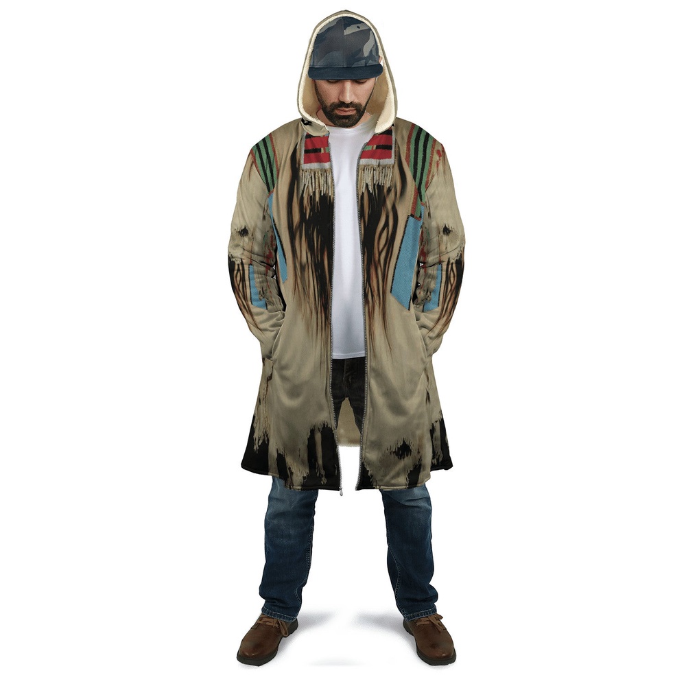 Native American Coat, Proud Heritage Fashion Native American 3D All Over Printed Hooded Cloak Coat