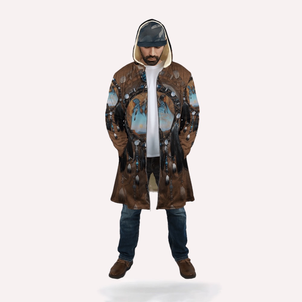 Native American Coat, Remember Your Origins Native American 3D All Over Printed Hooded Cloak Coat