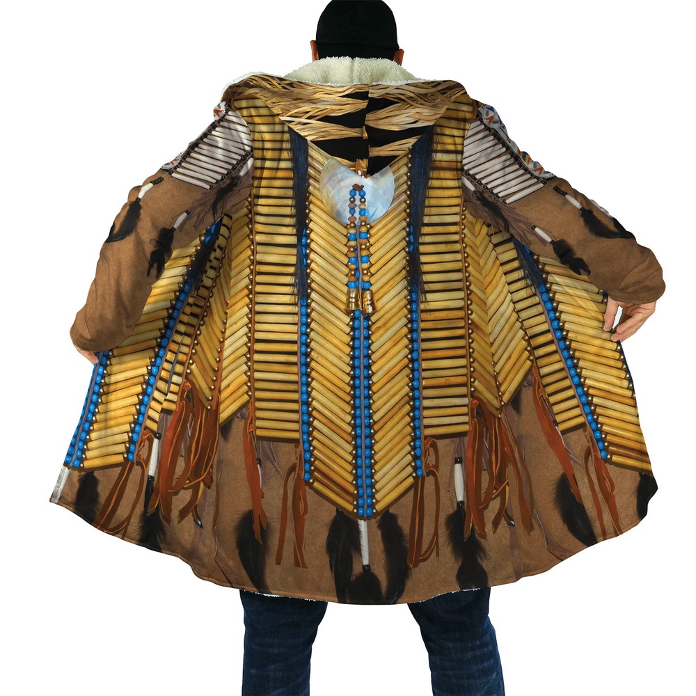 Native American Coat, Reminisce Native American 3D All Over Printed Hooded Cloak Coat
