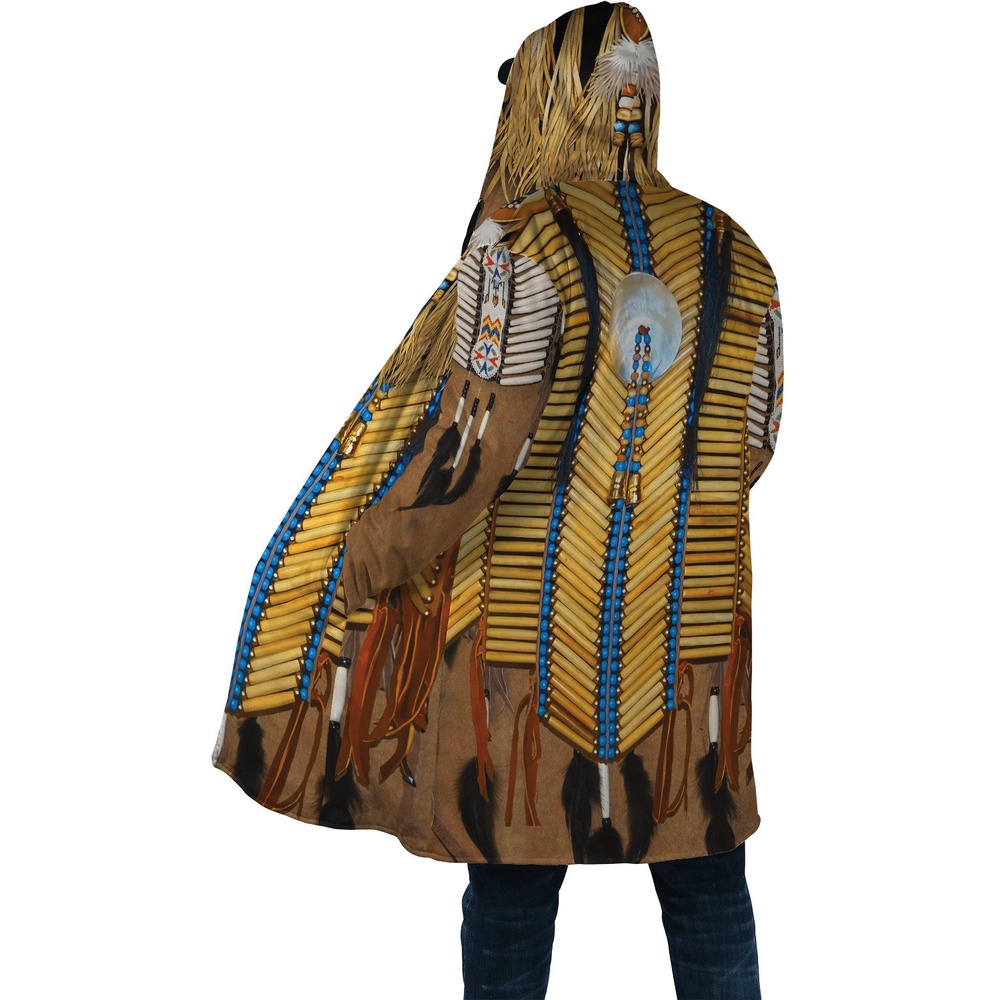 Native American Coat, Reminisce Native American 3D All Over Printed Hooded Cloak Coat