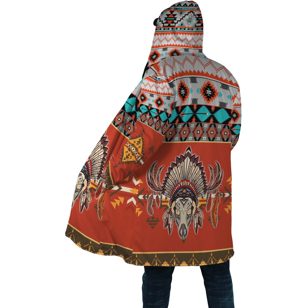 Native American Coat, Retro Tribal Style Native American 3D All Over Printed Hooded Cloak Coat Native American Coat, Retro Tribal Style Native American 3D All Over Printed Hooded Cloak Coat