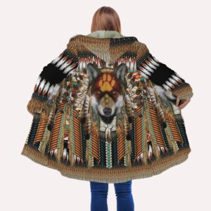 Native American Coat, Retro Tribal Wolf Native…