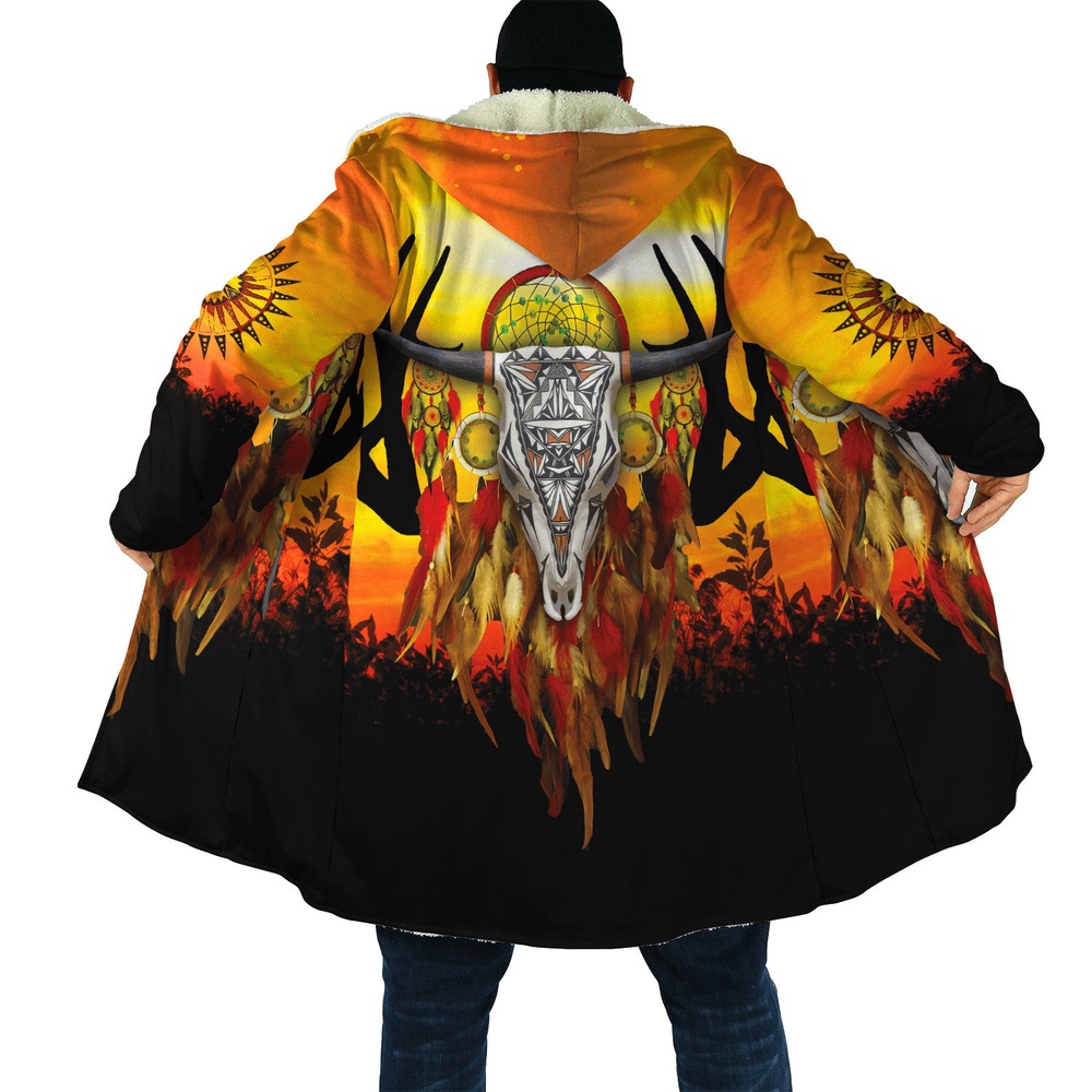 Native American Coat, Sacrifice To The Devine Native American 3D All Over Printed Hooded Cloak Coat