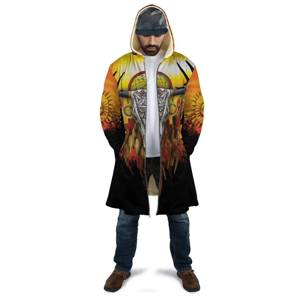 Native American Coat, Sacrifice To The Devine Native American 3D All Over Printed Hooded Cloak Coat