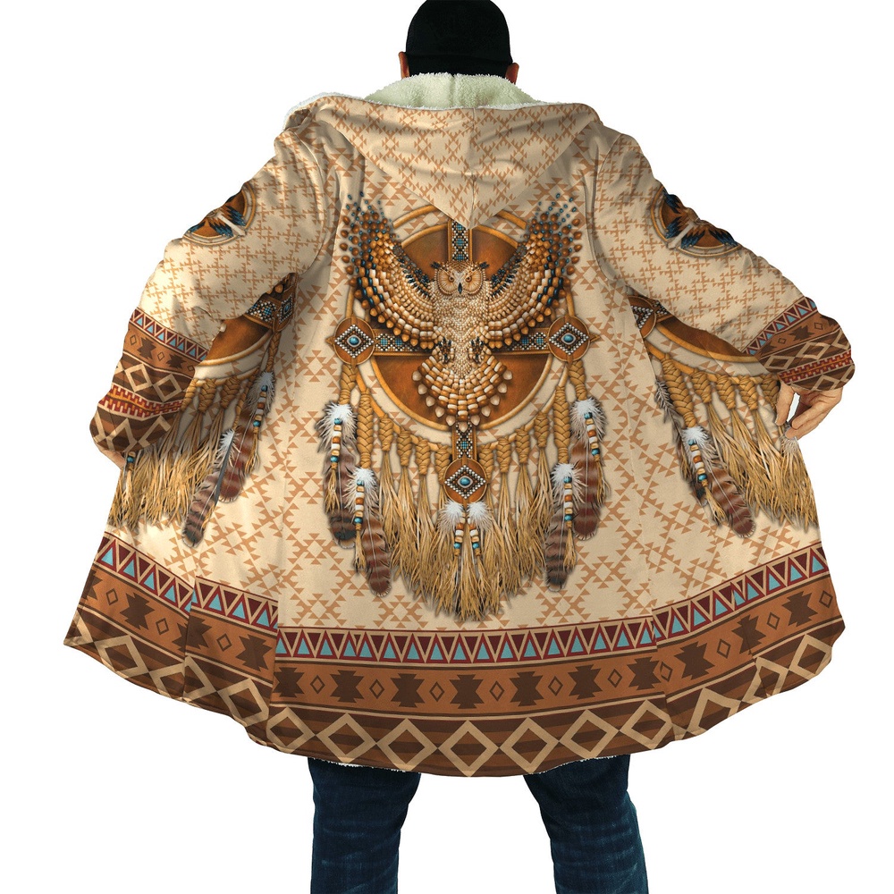Native American Coat, Sink Into Dream Native American 3D All Over Printed Hooded Cloak Coat
