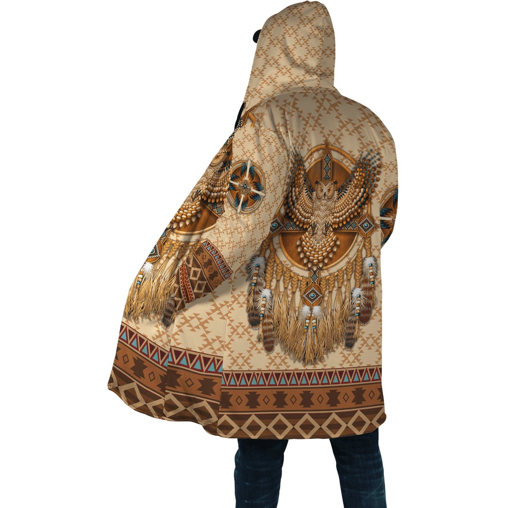 Native American Coat, Sink Into Dream Native American 3D All Over Printed Hooded Cloak Coat
