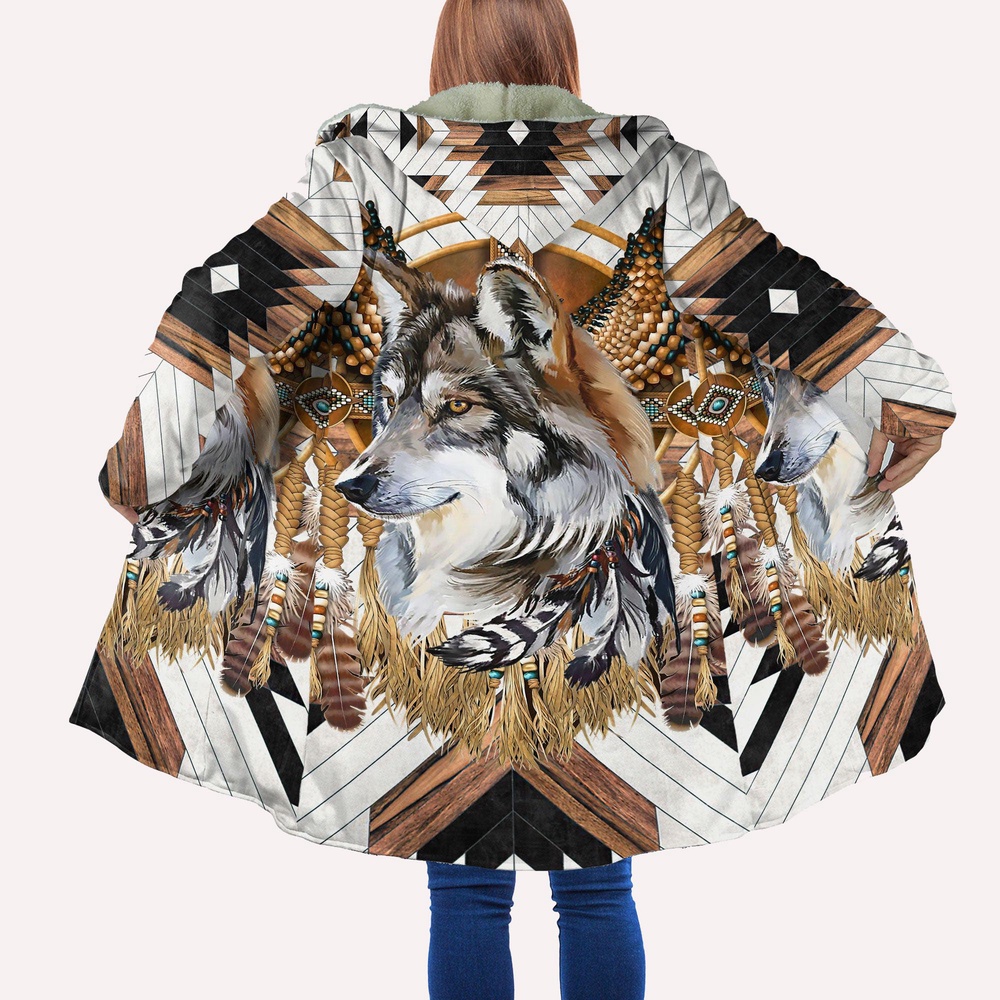 Native American Coat, Spirit Native American All Over Printed Hooded Cloak Coat, Native American Hoodies