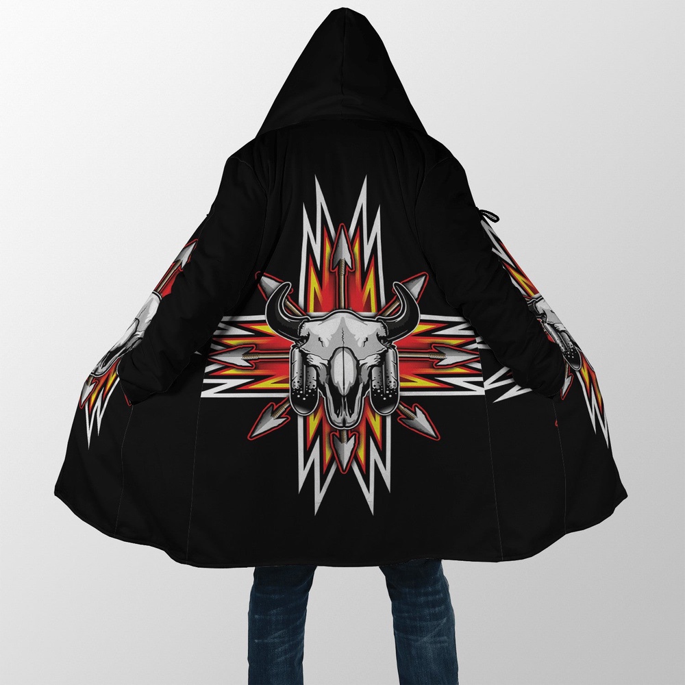 Native American Coat, Spirit Of Bravery Native American 3D All Over Printed Hooded Cloak Coat