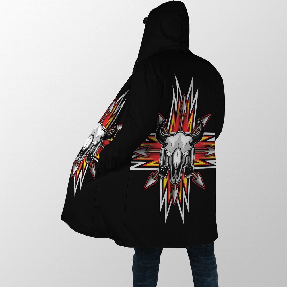 Native American Coat, Spirit Of Bravery Native American 3D All Over Printed Hooded Cloak Coat