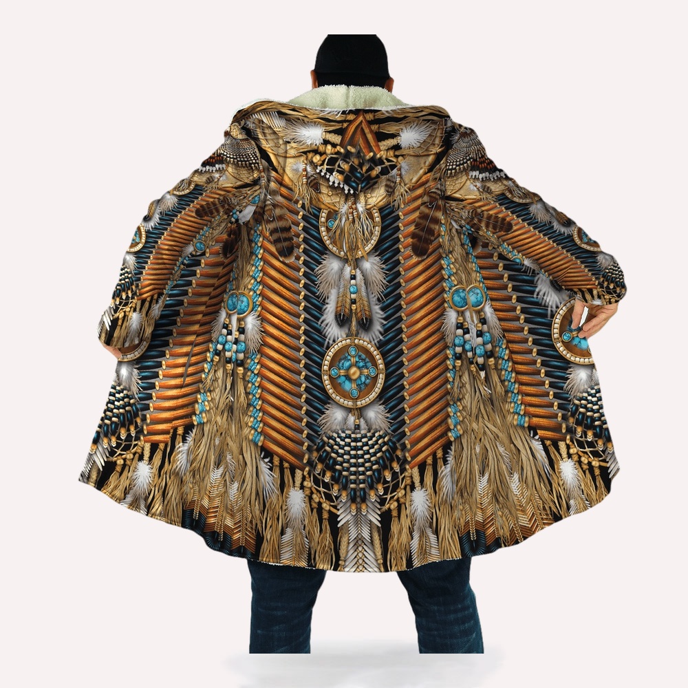 Native American Coat, Spiritual Items Native American 3D All Over Printed Hooded Cloak Coat
