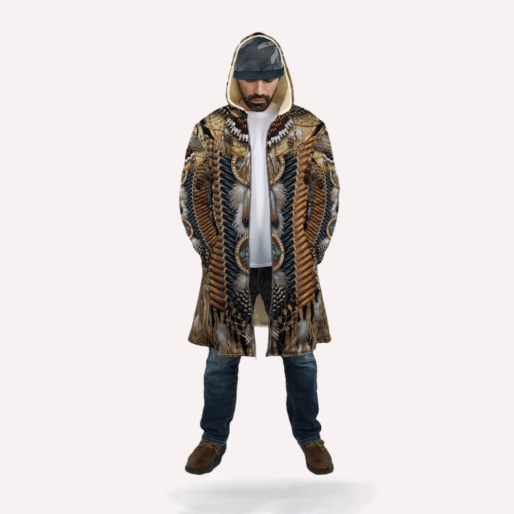 Native American Coat, Spiritual Items Native American 3D All Over Printed Hooded Cloak Coat