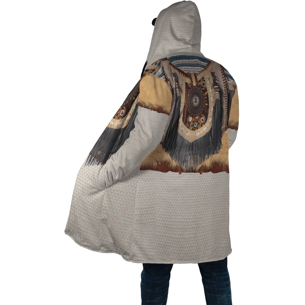 Native American Coat, Sun Symbol Native American 3D All Over Printed Hooded Cloak Coat