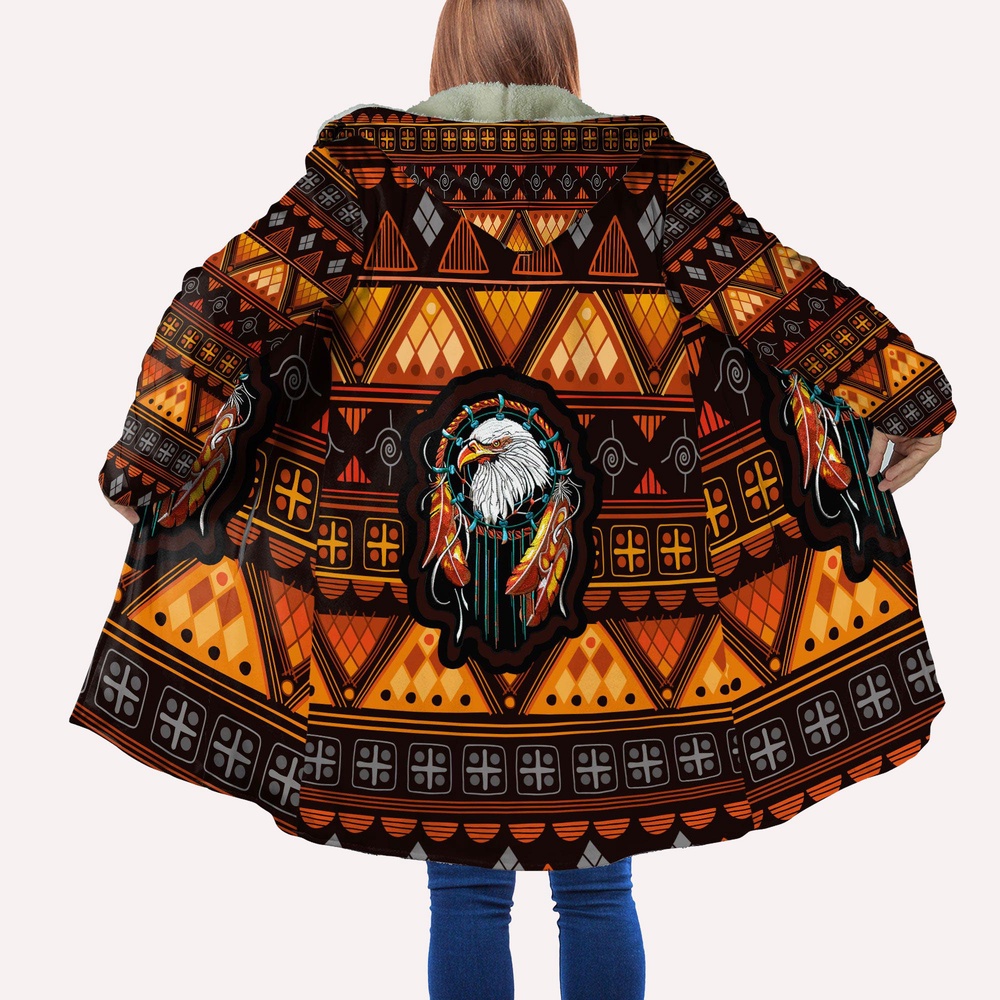 Native American Coat, Symbol Of The Land Native American Hooded Cloak Coat, Native American Hoodies