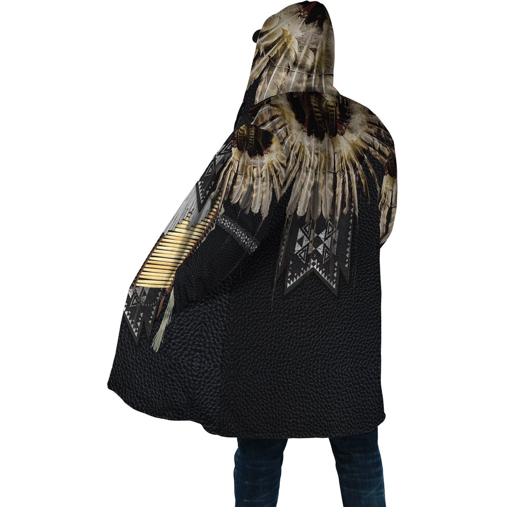 Native American Coat, Tribal Native American 3D All Over Printed Hooded Cloak Coat