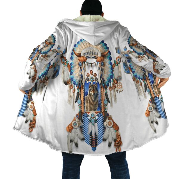 Native American Coat, Tribal Style Wolf Native American 3D All Over Printed Hooded Cloak Coat