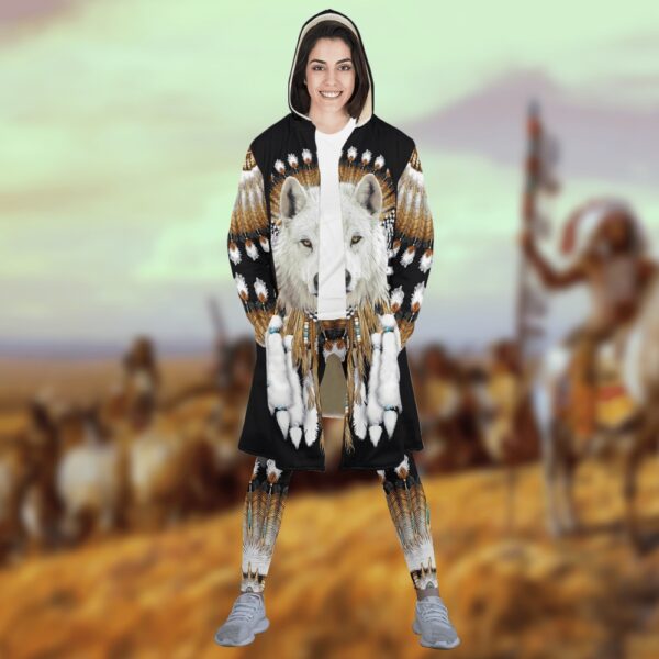 Native American Coat, Tribal Wolf Native American Hooded Cloak Coat, Native American Hoodies