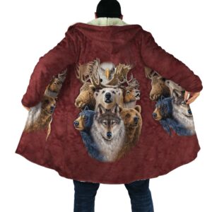 Native American Coat Typical Fauna Of The Area Native American 3D All Over Printed Hooded Cloak Coat 1 ukbwuo.jpg