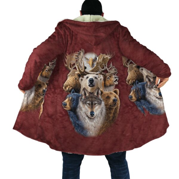 Native American Coat, Typical Fauna Of The Area Native American 3D All Over Printed Hooded Cloak Coat