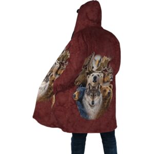 Native American Coat Typical Fauna Of The Area Native American 3D All Over Printed Hooded Cloak Coat 2 euxvx7.jpg