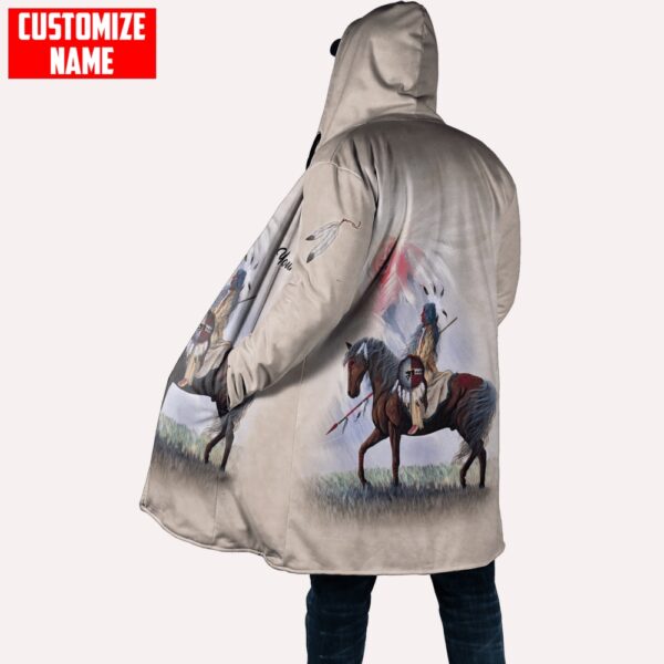Native American Coat, Warrior Native American All Over Printed Hooded Cloak Coat
