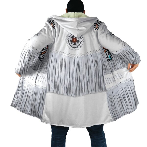 Native American Coat, White Native American 3D All Over Printed Hooded Cloak Coat