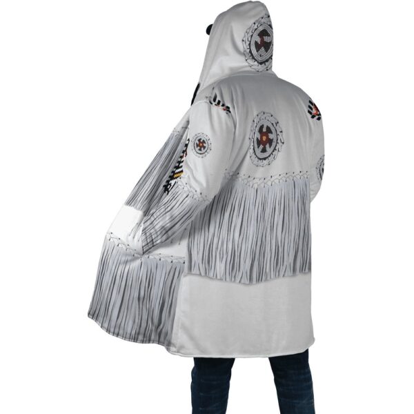 Native American Coat, White Native American 3D All Over Printed Hooded Cloak Coat