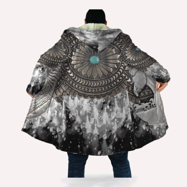 Native American Coat, Wilderness Spirit Native American 3D All Over Printed Hooded Cloak Coat