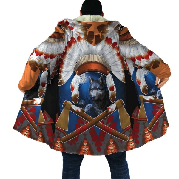 Native American Coat, Woft Warrior Native American 3D All Over Printed Hooded Cloak Coat