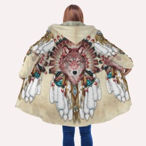 Native American Coat, Wolf Head Suede Pattern…