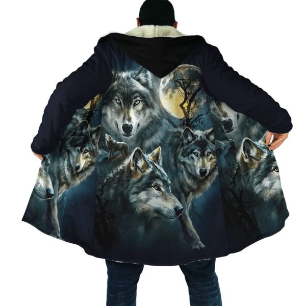 Native American Coat, Wolf Moon Native American 3D All Over Printed Hooded Cloak Coat