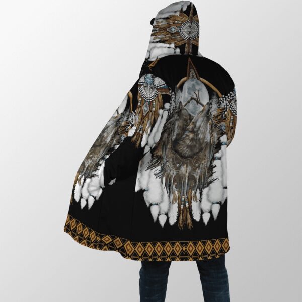 Native American Coat, Wolf Native Indian Native American 3D All Over Printed Hooded Cloak Coat