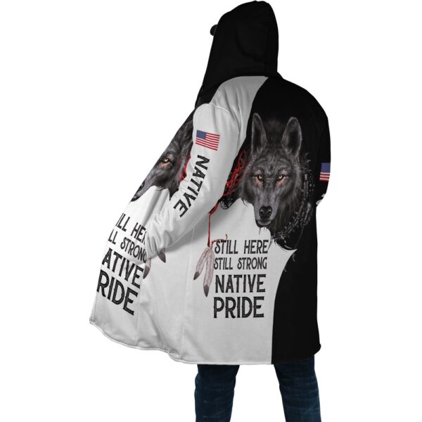 Native American Coat, Wolf Native Pride Native American 3D All Over Printed Hooded Cloak Coat