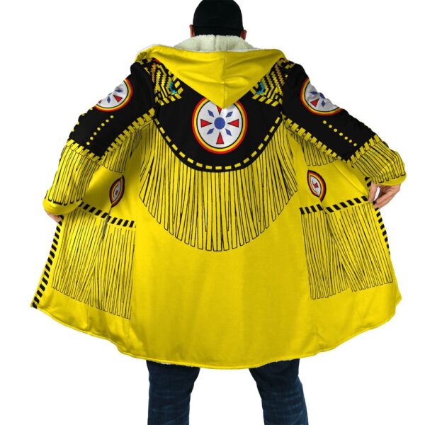 Native American Coat, Yellow Native American 3D All Over Printed Hooded Cloak Coat
