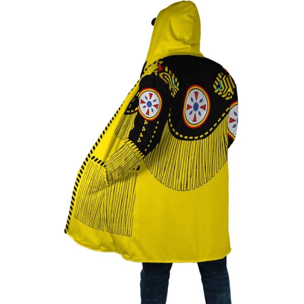 Native American Coat, Yellow Native American 3D All Over Printed Hooded Cloak Coat