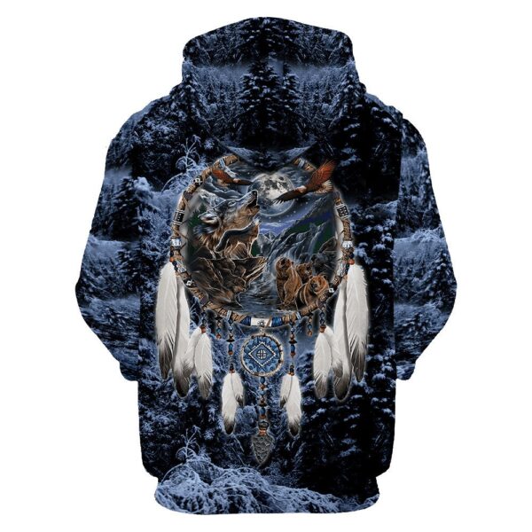 Native American Hoodie, Animals Under The Moon Native American 3D All Over Printed Hoodie, Native American Style Hoodie