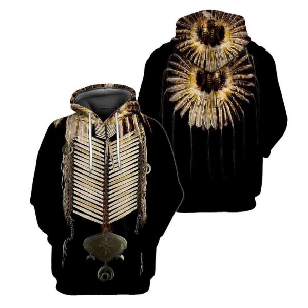 Native American Hoodie, Black Pattern Feather Native American 3D All Over Printed Hoodie, Native American Style Hoodie