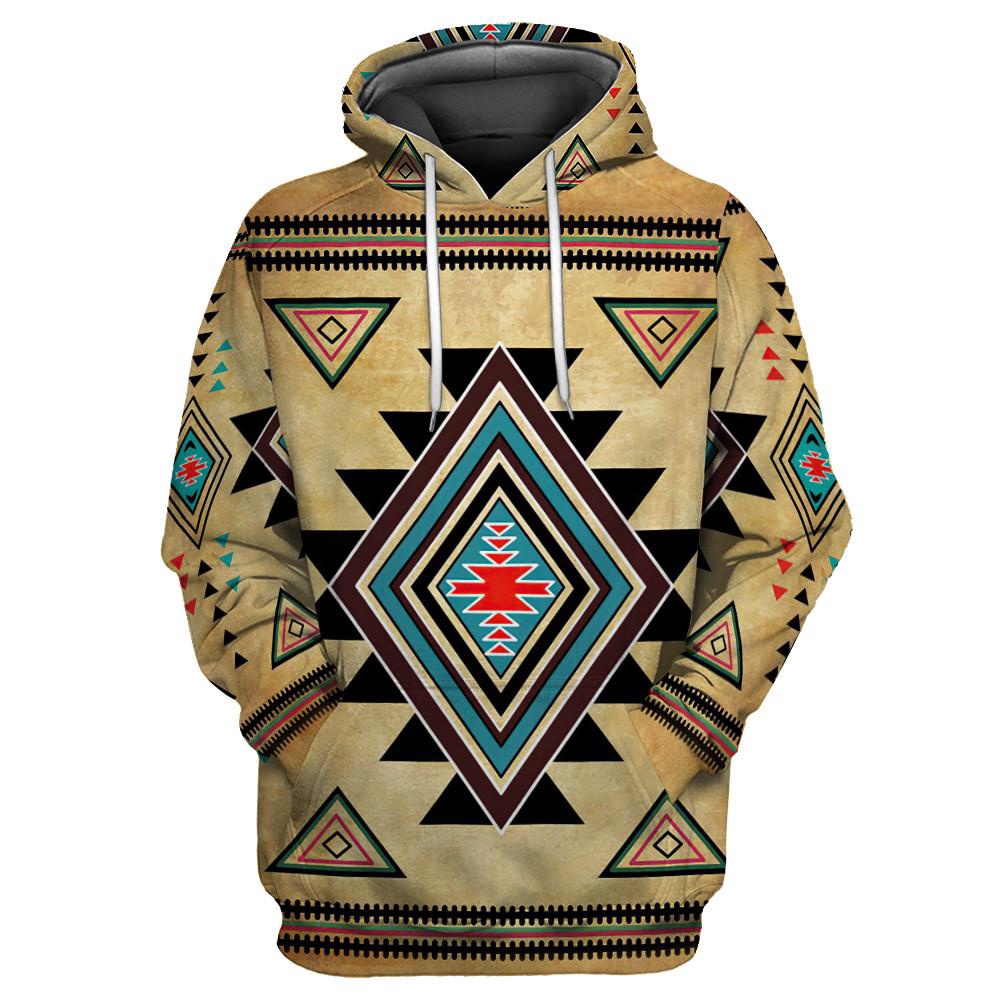 Native American Hoodie, Brocades Pattern Native American 3D All Over Printed Hoodie, Native American Style Hoodie
