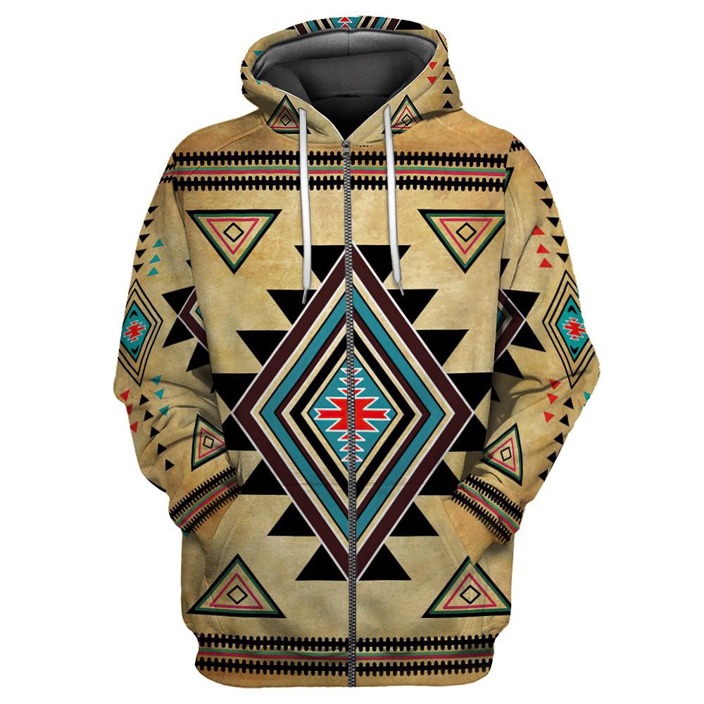Native American Hoodie, Brocades Pattern Native American 3D All Over Printed Hoodie, Native American Style Hoodie